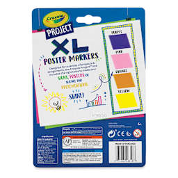 Crayola Project XL Poster Markers - Set of 4, Bright Colors (back of package)