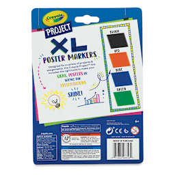 Crayola Project XL Poster Markers - Set of 4, Classic Colors (back of package)
