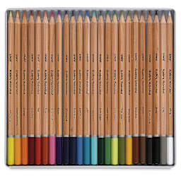 Derwent Academy Watercolor Pencils - Open package of set of 24 showing pencils in storage tray