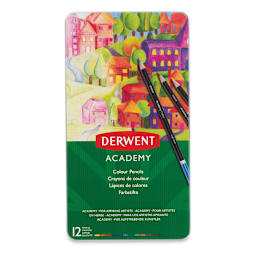 Derwent Academy Colored Pencil Set - Set of 12 (front of tin)