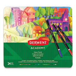 Derwent Academy Colored Pencil Set - Set of 24 (front of tin)