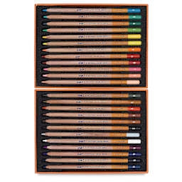 Bruynzeel Design Colored Pencil Sets - Set of 24 pencils shown open in trays