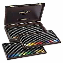 Caran D'Ache Museum Aquarelle Pencil Set - Assorted Set of 76, Wooden Box