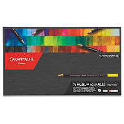 
Caran d'Ache Museum Aquarelle Pencils - Front of package of set of 76
