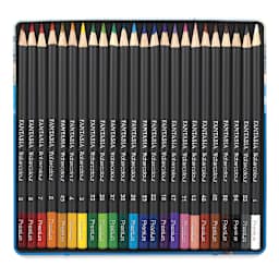 Fantasia Watercolor Pencils - 24 Watercolor pencils shown in open storage tray