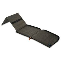 Speedball Sketchbook Travel Case - Olive Brown, Medium, case opened showing interior