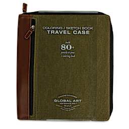 Speedball Sketchbook Travel Case - Olive Brown, Large, front of the packaging sleeve