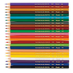 Pentel Arts Watercolor Colored Pencils - Components of package of 24 shown horizontally