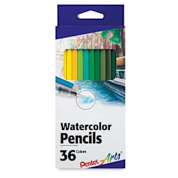 Pentel Arts Watercolor Colored Pencils - Front of package of 36 shown