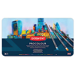 Derwent ProColour Colored Pencils - Set of 36 (front of tin)