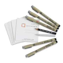 Sakura Zentangle Drawing Sets - Components of White Square Tiles Set