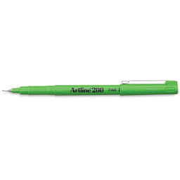 Artline 200 Writing Pens - Single Green pen shown uncapped and horizontally
