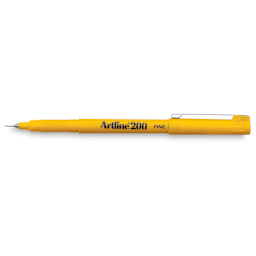 Artline 200 Writing Pens - Single Yellow pen shown uncapped and horizontally