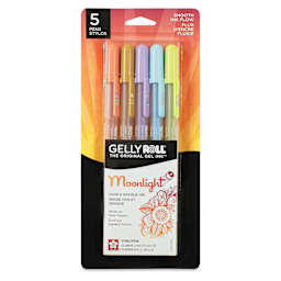 Sakura Gelly Roll Moonlight Pens - Pastel Colors, Set of 5, Fine Point front of packaging