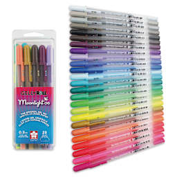 Sakura Gelly Roll Moonlight Pens - Assorted Colors, Set of 25, Fine Point contents and packaging