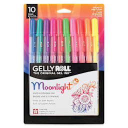 Sakura Gelly Roll Moonlight Pens - Fluorescent Assorted Colors, Set of 10, Fine Point front of packaging