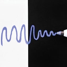 Sakura Gelly Roll Moonlight Pen - Pastel Periwinkle, ink on White and Black background