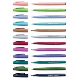 Pentel Arts Brush Tip Sign Pens - Secondary Colors, Set of 12 (markers with cap removed)