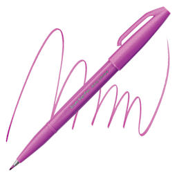 Pentel Arts Brush Tip Sign Pen - Pink Purple pen and swatch