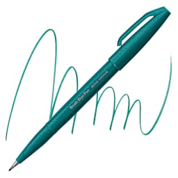 Pentel Arts Brush Tip Sign Pen - Turquoise Green pen and swatch