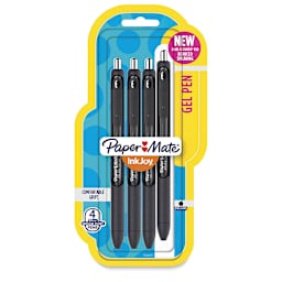 Paper Mate Inkjoy Retractable Gel Pens - Black, 0.7 mm, Pkg of 4, front of the packaging