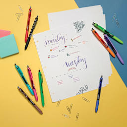 Paper Mate Inkjoy Gel Pen - Several pens shown with a creative planner page