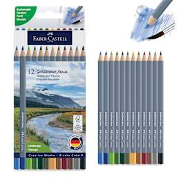 Faber Castell Goldfaber Aqua Watercolor Pencils - Set of 12, Landscape Colors, packaging with set contents