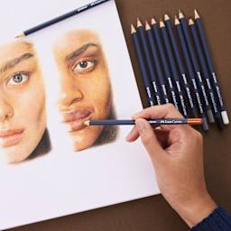 Faber-Castell Goldfaber Color Pencils - Set of 12, Skin Tones, sketching two portraits