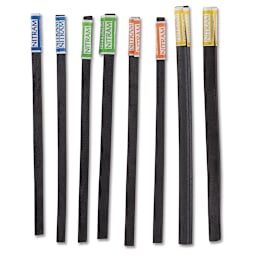 Nitram Stylus and Soft Charcoal Sticks - Set of 8 Charcoal sticks labeled shown upright