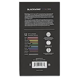 Blackwing Colors Coloring Pencils - Set of 12 w/ Erasers - back of packaging