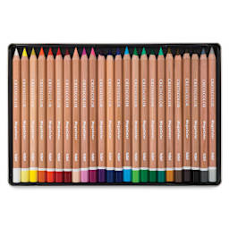 Cretacolor Mega Colored Pencil Sets - Components of 24 pc Set shown in storage tray
