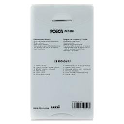Posca Colored Pencils - Set of 12, Assorted Colors, Limited Edition, back of packaging