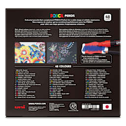 Posca Colored Pencils - Set of 48, Assorted Colors, back of packaging