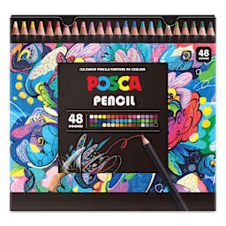 Posca Colored Pencils - Set of 48, Assorted Colors, front of packaging