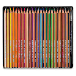 Lyra Graduate Aquarell Pencils - Set of 24 shown open in storage tin