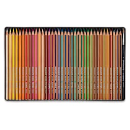 Lyra Graduate Aquarell Pencils - Set of 36 shown open in storage tin