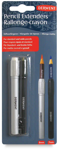 Derwent Pencil Extenders - Front of blister package of set of 2
