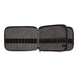 Speedball Canvas Pencil Case - Steel Blue, for 120 Pencils, opened