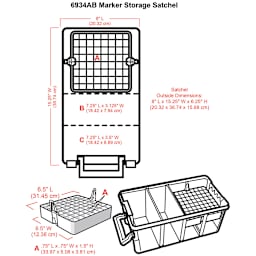 ArtBin Marker Storage Satchel (illustration of box with corresponding dimensions)