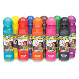 Crafty Dab Poster Paint - Components of 10 pc Set shown in staggered row