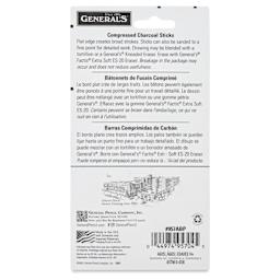 General's Compressed Charcoal - Assorted, Set of 4, back of the packaging