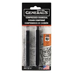 General's Compressed Charcoal - 2B, Pkg of 2, front of the packaging