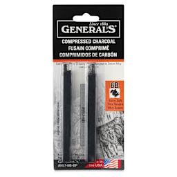 General's Compressed Charcoal - 6B, Pkg of 2, front of the packaging