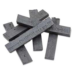 General’s Jumbo Compressed Charcoal - 2B, Box of 6 Sticks, laid out