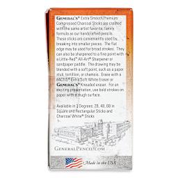 General’s Jumbo Compressed Charcoal - 2B, Box of 6 Sticks, back of the packaging