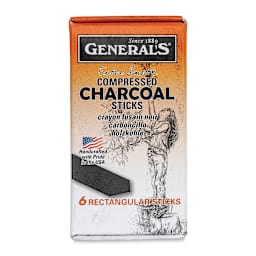General’s Jumbo Compressed Charcoal - 2B, Box of 6 Sticks