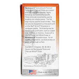 General’s Jumbo Compressed Charcoal - 4B, Box of 6 Sticks, back of the packaging