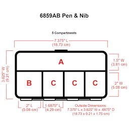 ArtBin Pen and Nib Box -Illustration of box showing dimensions