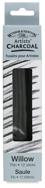 Willow Charcoal, Pkg of 12 Sticks - Thin (Outside of package)