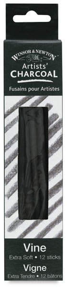 Vine Charcoal, Pkg of 12 Sticks - Extra Soft (Outside of package)